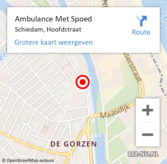 Locatie op kaart van de 112 melding: Ambulance Met Spoed Naar Schiedam, Hoofdstraat op 6 augustus 2017 12:01