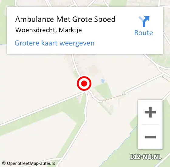 Locatie op kaart van de 112 melding: Ambulance Met Grote Spoed Naar Woensdrecht, Marktje op 6 augustus 2017 13:17