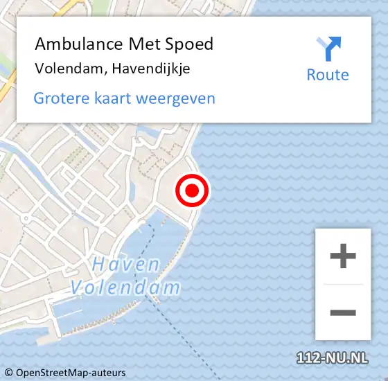 Locatie op kaart van de 112 melding: Ambulance Met Spoed Naar Volendam, Havendijkje op 6 augustus 2017 13:21