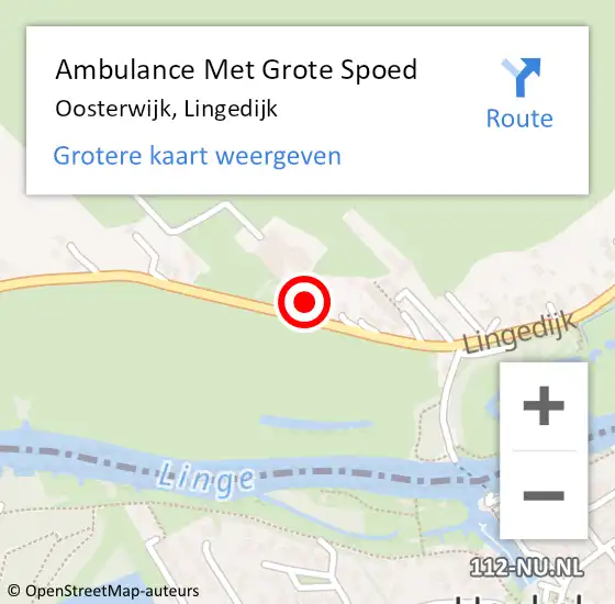 Locatie op kaart van de 112 melding: Ambulance Met Grote Spoed Naar Oosterwijk, Lingedijk op 6 augustus 2017 15:58