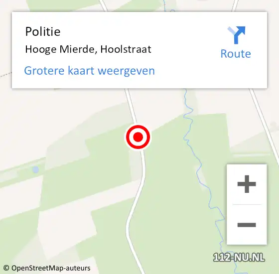 Locatie op kaart van de 112 melding: Politie Hooge Mierde, Hoolstraat op 6 augustus 2017 16:36