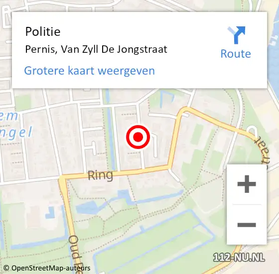 Locatie op kaart van de 112 melding: Politie Pernis, Van Zyll De Jongstraat op 6 augustus 2017 19:28