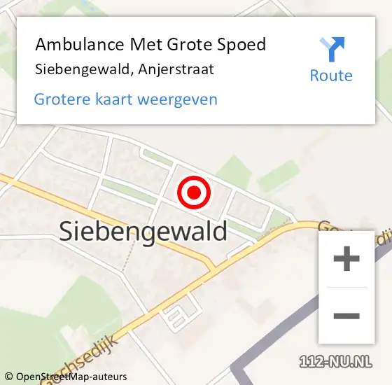 Locatie op kaart van de 112 melding: Ambulance Met Grote Spoed Naar Siebengewald, Anjerstraat op 6 augustus 2017 19:47