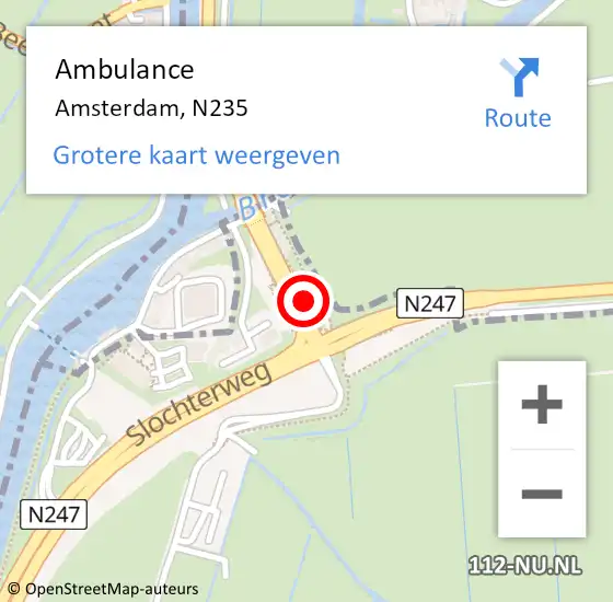 Locatie op kaart van de 112 melding: Ambulance Amsterdam, N235 op 6 augustus 2017 21:55