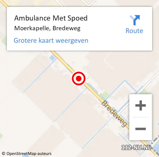 Locatie op kaart van de 112 melding: Ambulance Met Spoed Naar Moerkapelle, Bredeweg op 7 augustus 2017 02:29