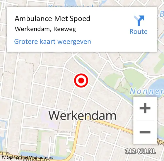 Locatie op kaart van de 112 melding: Ambulance Met Spoed Naar Werkendam, Reeweg op 7 augustus 2017 06:18