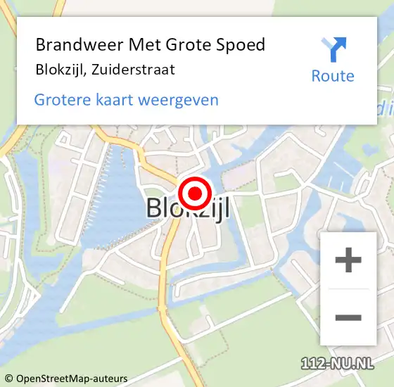 Locatie op kaart van de 112 melding: Brandweer Met Grote Spoed Naar Blokzijl, Zuiderstraat op 7 augustus 2017 08:07