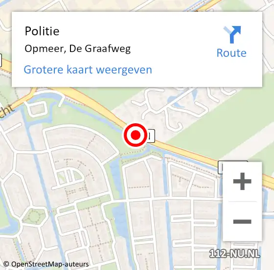 Locatie op kaart van de 112 melding: Politie Opmeer, De Graafweg op 7 augustus 2017 09:50