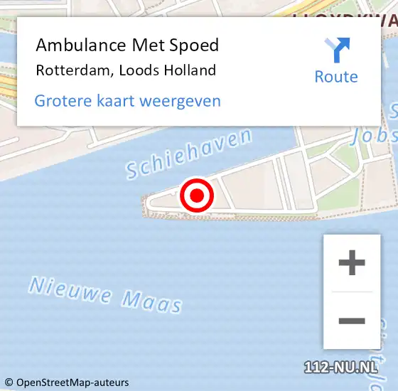 Locatie op kaart van de 112 melding: Ambulance Met Spoed Naar Rotterdam, Loods Holland op 7 augustus 2017 09:51