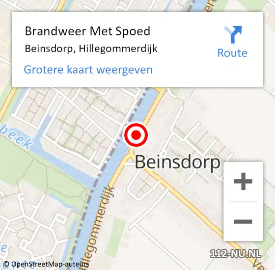 Locatie op kaart van de 112 melding: Brandweer Met Spoed Naar Beinsdorp, Hillegommerdijk op 7 augustus 2017 10:47