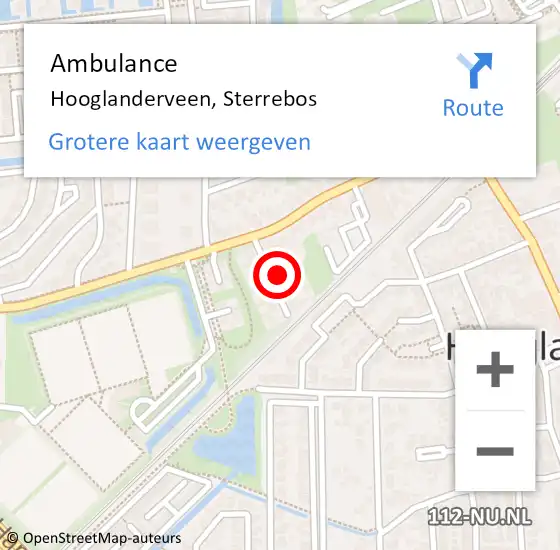 Locatie op kaart van de 112 melding: Ambulance Hooglanderveen, Sterrebos op 7 augustus 2017 12:45