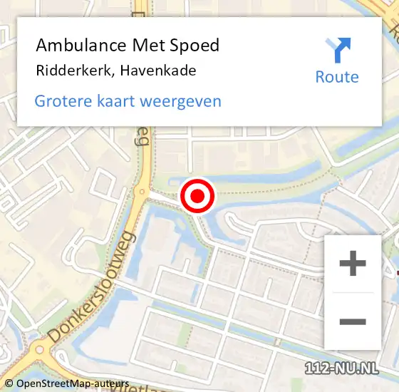 Locatie op kaart van de 112 melding: Ambulance Met Spoed Naar Ridderkerk, Havenkade op 7 augustus 2017 13:56