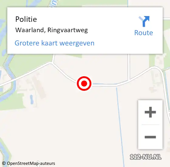 Locatie op kaart van de 112 melding: Politie Waarland, Ringvaartweg op 7 augustus 2017 15:23