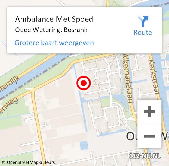Locatie op kaart van de 112 melding: Ambulance Met Spoed Naar Oude Wetering, Bosrank op 7 augustus 2017 19:25