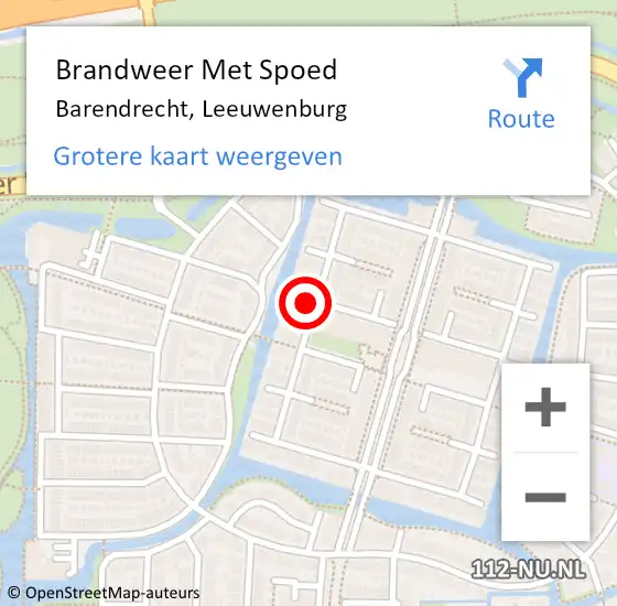 Locatie op kaart van de 112 melding: Brandweer Met Spoed Naar Barendrecht, Leeuwenburg op 7 augustus 2017 22:23