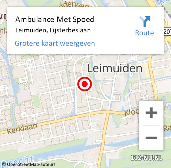 Locatie op kaart van de 112 melding: Ambulance Met Spoed Naar Leimuiden, Lijsterbeslaan op 7 augustus 2017 23:50