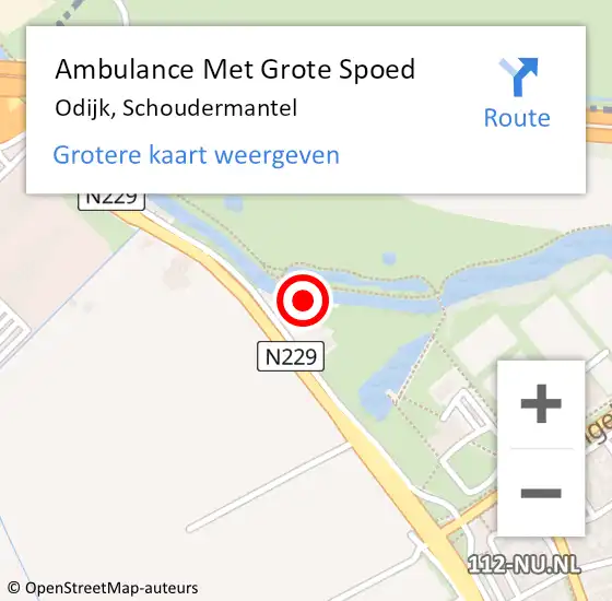 Locatie op kaart van de 112 melding: Ambulance Met Grote Spoed Naar Odijk, Schoudermantel op 8 augustus 2017 05:00