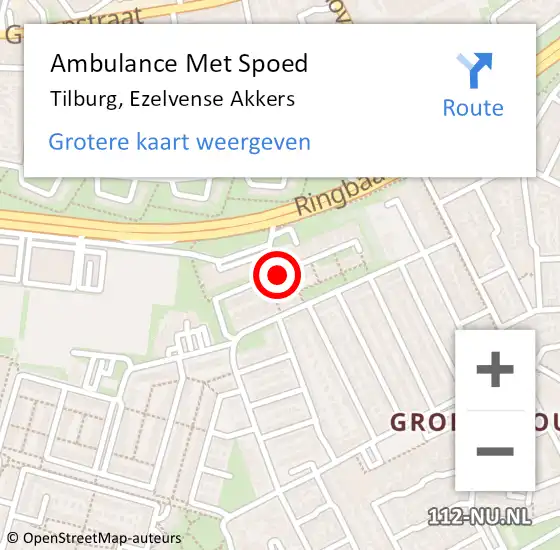 Locatie op kaart van de 112 melding: Ambulance Met Spoed Naar Tilburg, Ezelvense Akkers op 8 augustus 2017 10:50