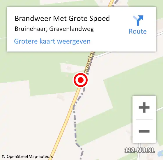 Locatie op kaart van de 112 melding: Brandweer Met Grote Spoed Naar Bruinehaar, Gravenlandweg op 8 augustus 2017 12:48