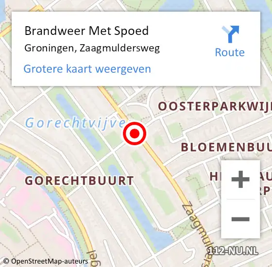 Locatie op kaart van de 112 melding: Brandweer Met Spoed Naar Groningen, Zaagmuldersweg op 8 augustus 2017 15:18