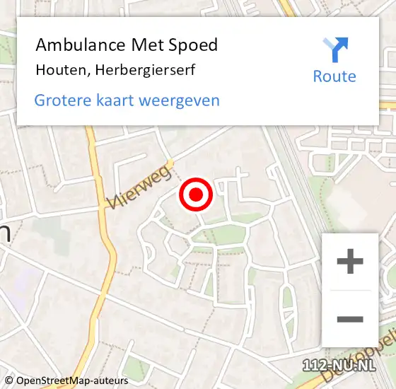 Locatie op kaart van de 112 melding: Ambulance Met Spoed Naar Houten, Herbergierserf op 8 augustus 2017 16:09