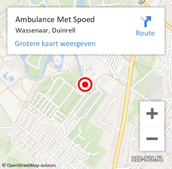 Locatie op kaart van de 112 melding: Ambulance Met Spoed Naar Wassenaar, Duinrell op 8 augustus 2017 19:40