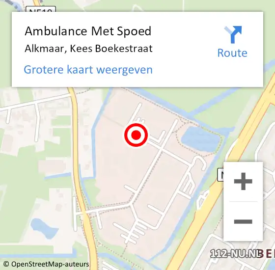 Locatie op kaart van de 112 melding: Ambulance Met Spoed Naar Alkmaar, Kees Boekestraat op 8 augustus 2017 22:07