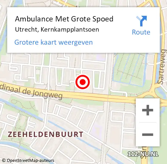 Locatie op kaart van de 112 melding: Ambulance Met Grote Spoed Naar Utrecht, Kernkampplantsoen op 9 augustus 2017 09:38
