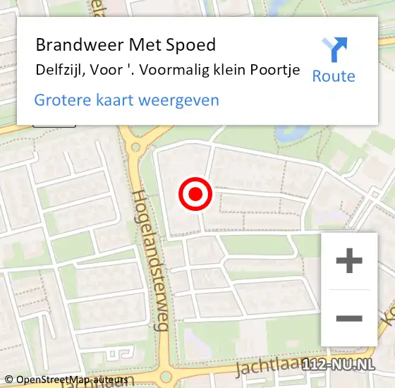Locatie op kaart van de 112 melding: Brandweer Met Spoed Naar Delfzijl, Voor '. Voormalig klein Poortje op 9 augustus 2017 10:38