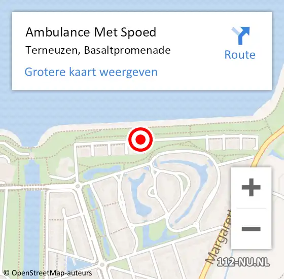 Locatie op kaart van de 112 melding: Ambulance Met Spoed Naar Terneuzen, Basaltpromenade op 9 augustus 2017 13:40