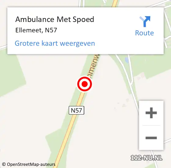 Locatie op kaart van de 112 melding: Ambulance Met Spoed Naar Ellemeet, N57 op 9 augustus 2017 17:56