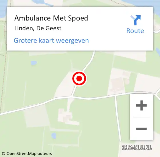 Locatie op kaart van de 112 melding: Ambulance Met Spoed Naar Linden, De Geest op 9 augustus 2017 19:26