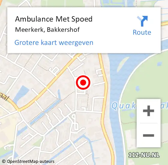 Locatie op kaart van de 112 melding: Ambulance Met Spoed Naar Meerkerk, Bakkershof op 10 augustus 2017 07:53