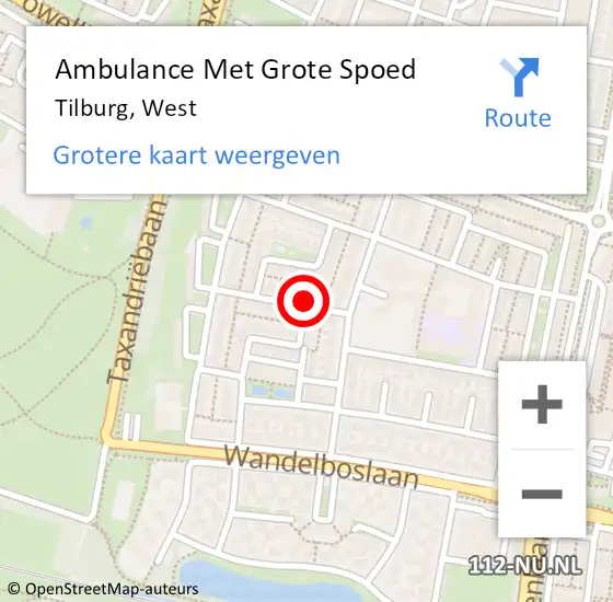 Locatie op kaart van de 112 melding: Ambulance Met Grote Spoed Naar Tilburg, West op 10 augustus 2017 08:42
