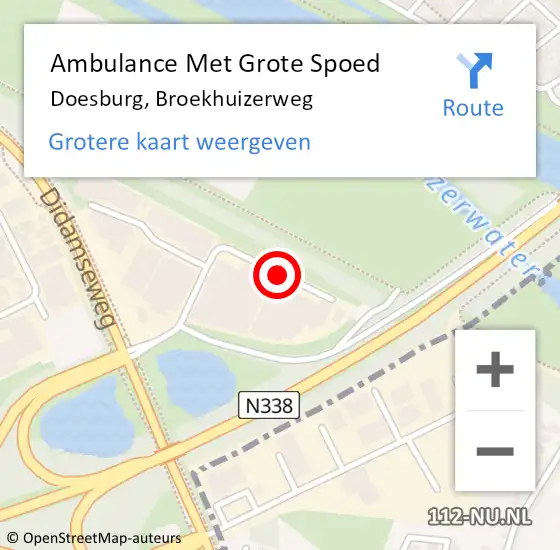 Locatie op kaart van de 112 melding: Ambulance Met Grote Spoed Naar Doesburg, Broekhuizerweg op 10 augustus 2017 09:07
