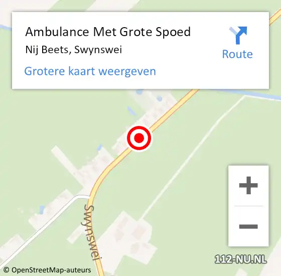 Locatie op kaart van de 112 melding: Ambulance Met Grote Spoed Naar Nij Beets, Swynswei op 10 augustus 2017 16:20