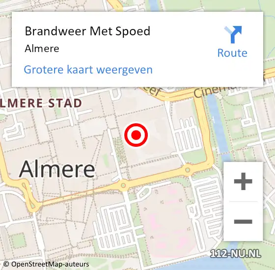 Locatie op kaart van de 112 melding: Brandweer Met Spoed Naar Almere op 10 augustus 2017 16:22