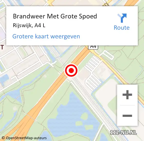 Locatie op kaart van de 112 melding: Brandweer Met Grote Spoed Naar Rijswijk, A4 L op 10 augustus 2017 17:11