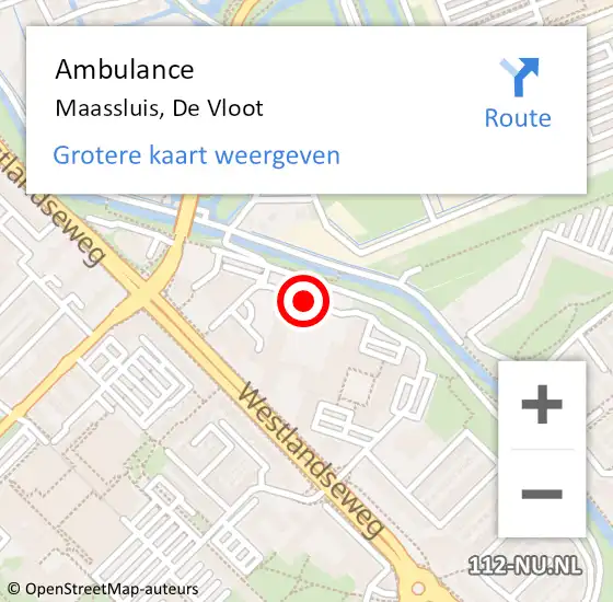 Locatie op kaart van de 112 melding: Ambulance Maassluis, De Vloot op 10 augustus 2017 22:38
