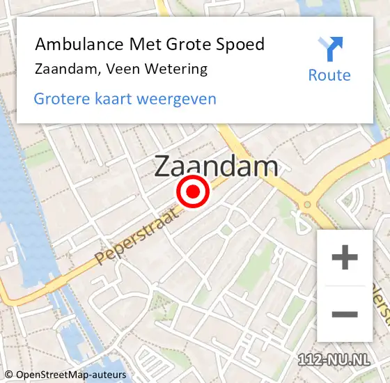 Locatie op kaart van de 112 melding: Ambulance Met Grote Spoed Naar Zaandam op 11 augustus 2017 07:29