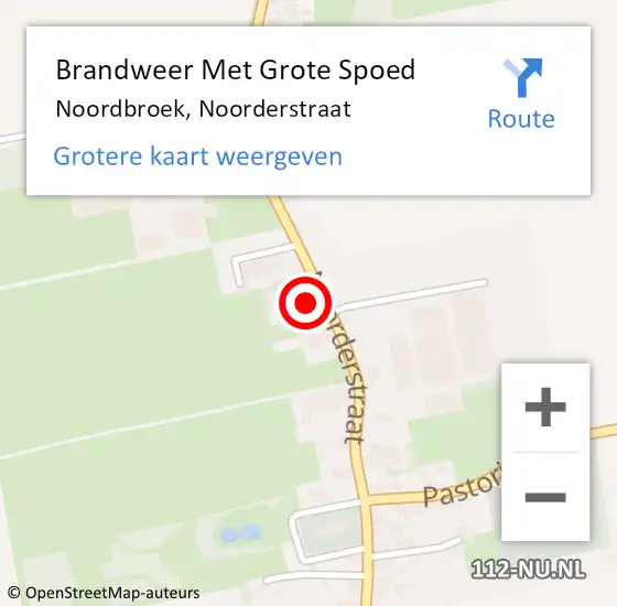 Locatie op kaart van de 112 melding: Brandweer Met Grote Spoed Naar Noordbroek, Noorderstraat op 29 januari 2014 14:48