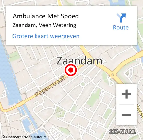 Locatie op kaart van de 112 melding: Ambulance Met Spoed Naar Zaandam op 11 augustus 2017 14:16