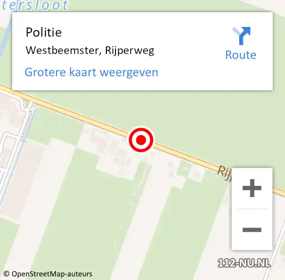 Locatie op kaart van de 112 melding: Politie Westbeemster, Rijperweg op 11 augustus 2017 14:48