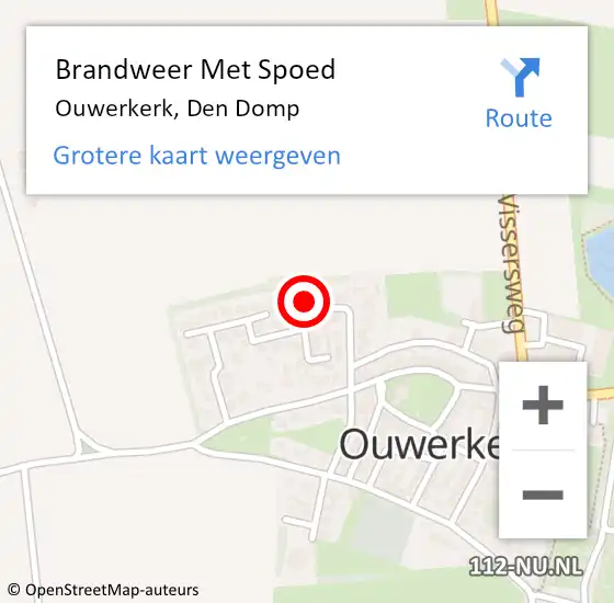 Locatie op kaart van de 112 melding: Brandweer Met Spoed Naar Ouwerkerk, Den Domp op 11 augustus 2017 14:51