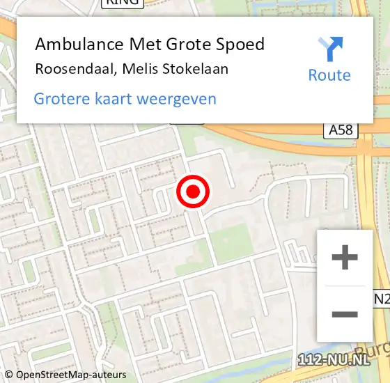 Locatie op kaart van de 112 melding: Ambulance Met Grote Spoed Naar Roosendaal, Melis Stokelaan op 11 augustus 2017 15:11