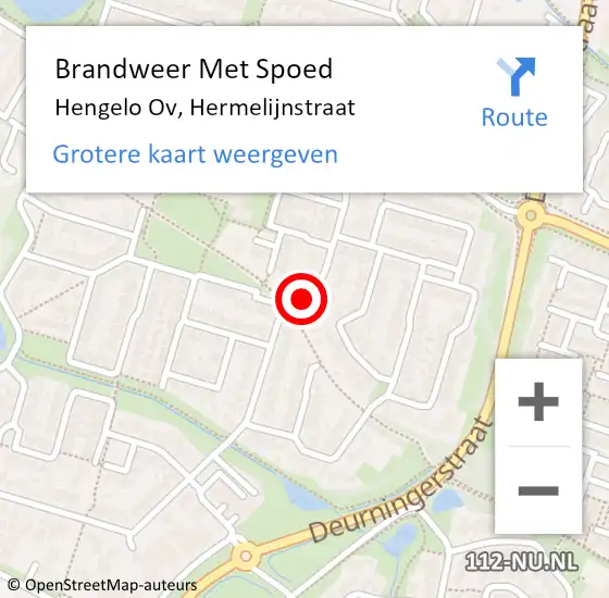 Locatie op kaart van de 112 melding: Brandweer Met Spoed Naar Hengelo Ov, Hermelijnstraat op 11 augustus 2017 16:11