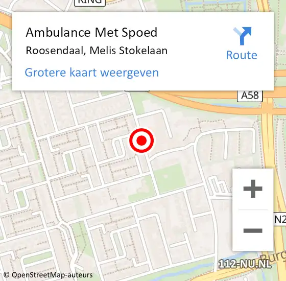 Locatie op kaart van de 112 melding: Ambulance Met Spoed Naar Roosendaal, Melis Stokelaan op 12 augustus 2017 13:03
