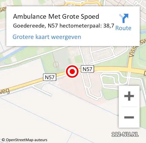 Locatie op kaart van de 112 melding: Ambulance Met Grote Spoed Naar Goedereede, N57 R hectometerpaal: 23,2 op 12 augustus 2017 15:22