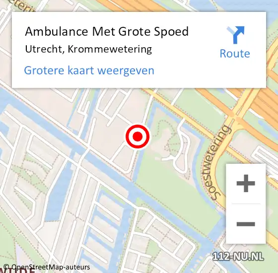 Locatie op kaart van de 112 melding: Ambulance Met Grote Spoed Naar Utrecht, Krommewetering op 29 januari 2014 16:22
