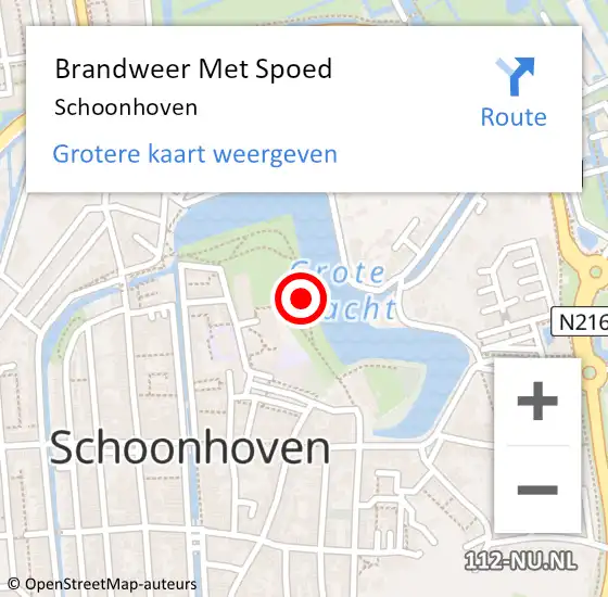 Locatie op kaart van de 112 melding: Brandweer Met Spoed Naar Schoonhoven op 12 augustus 2017 20:09